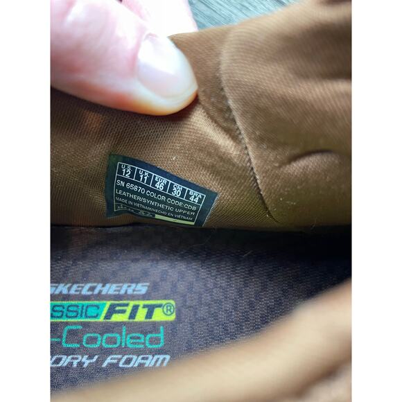 Sketchers Delson Axton Brown Leather Slip On Sneaker Comfort Foam Casual Work 12 - Picture 12 of 12